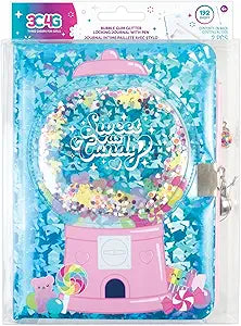 DIARIO C/CANDADO. BUBBLE GUM GLITTER CON BOLI GRAFO