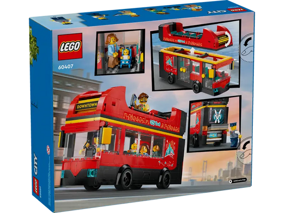 CITY. RED DOUBLE DECKER SIGHTSEEING BUS