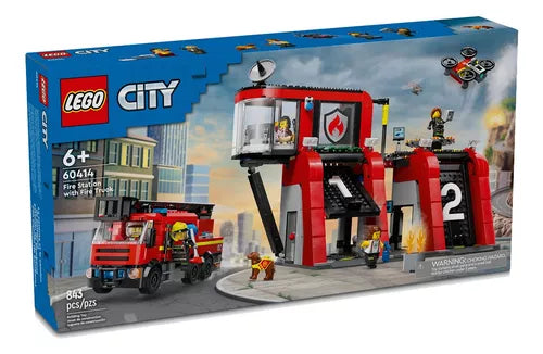 City. Fire station w/ fire truck