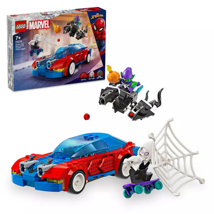 Marvel. Coche de carreras de spider-man y duende verde denominado