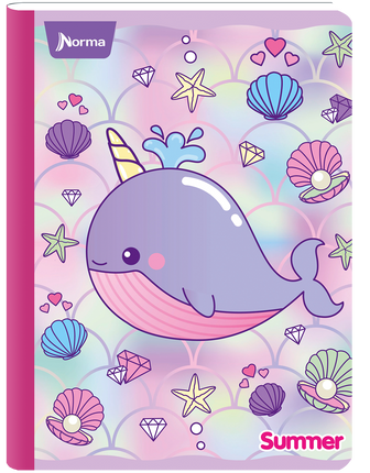 Libreta. Cosida 100h linea c/stiker femenino