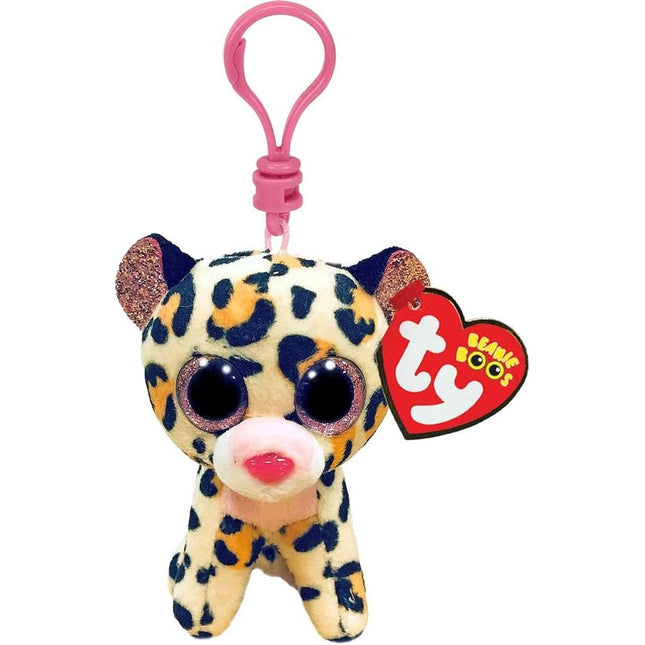 Ty. Beanie Boos Livvie leopardo café/ros clip