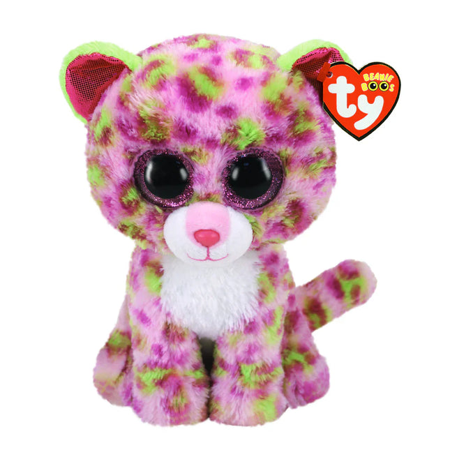 TY. BEANIE BOOS LAINEY LEOPARDO ROSA MED