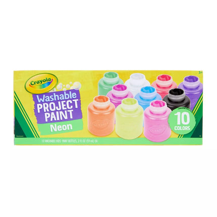 CRAYOLA. WASHABLE PROJECT PAINT NEON 10 CT