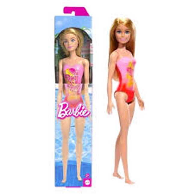 BARBIE. CABELLO RUBIO/TRAJE DE BAÑO ROSADO