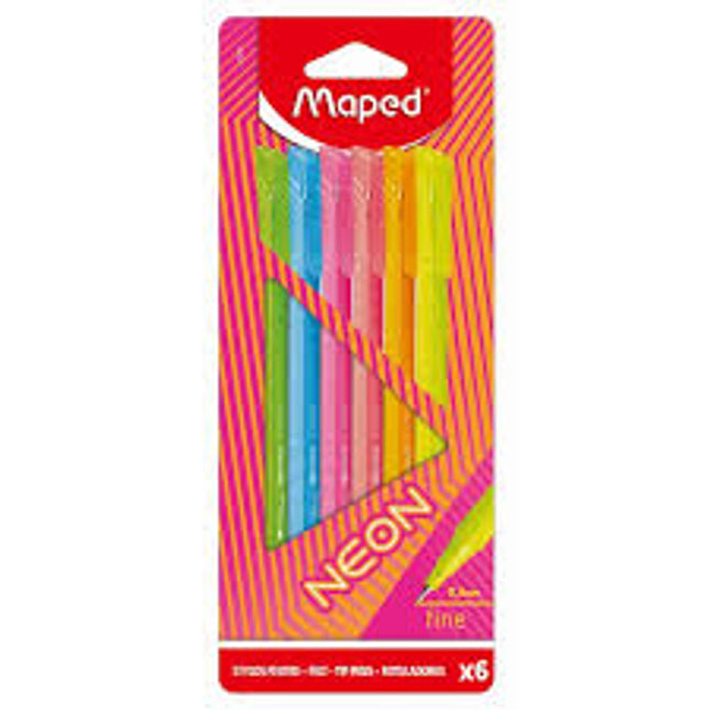 MARCADOR.NEON PTA FINA BLISTER 6 COL