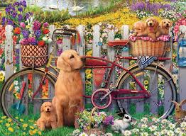 ROMPECABEZA 500PZ LINDOS PERROS EN EL JARDIN