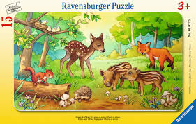 ROMPECABEZA 15PZ ANIMALES BEBES EN EL BOSQUE (PLANO)