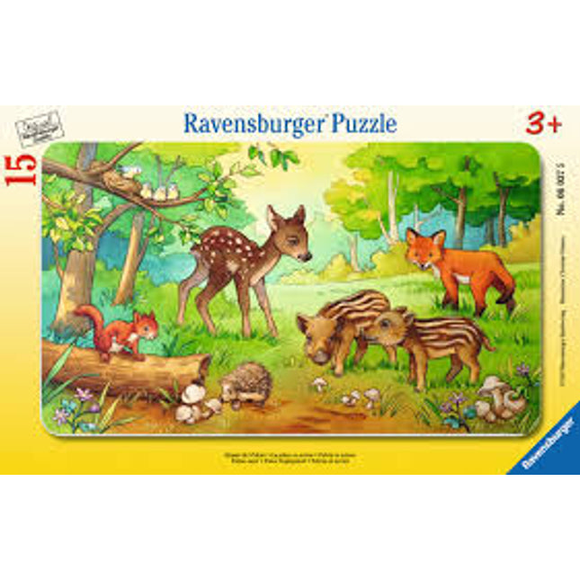 ROMPECABEZA 15PZ ANIMALES BEBES EN EL BOSQUE (PLANO)