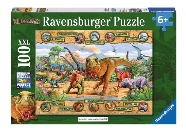 Rompecabezas 100 xxl dinosaurios+ folleto