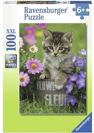 Rompecabeza 100Pz XXL Gatito entre las flores