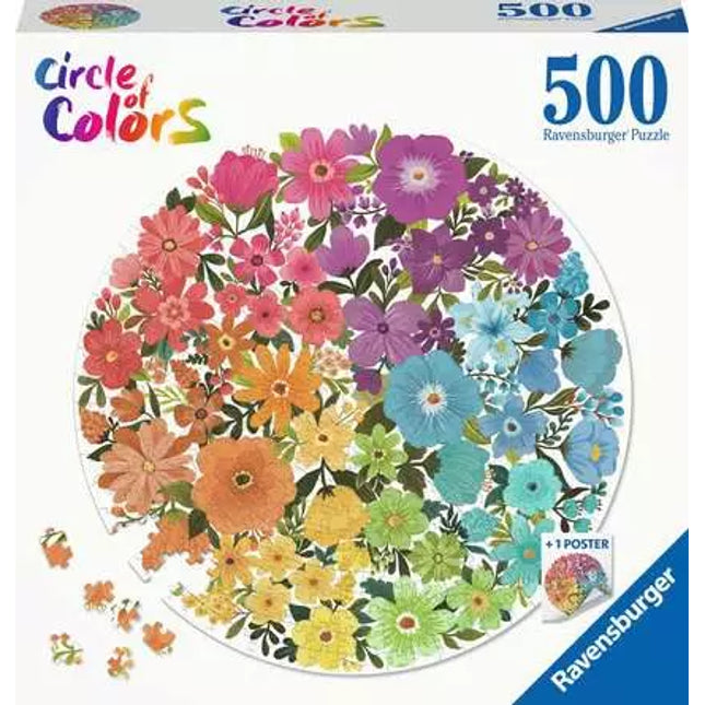 ROMPECABEZA 500PZ CIRCULO DE COLORES FLORES