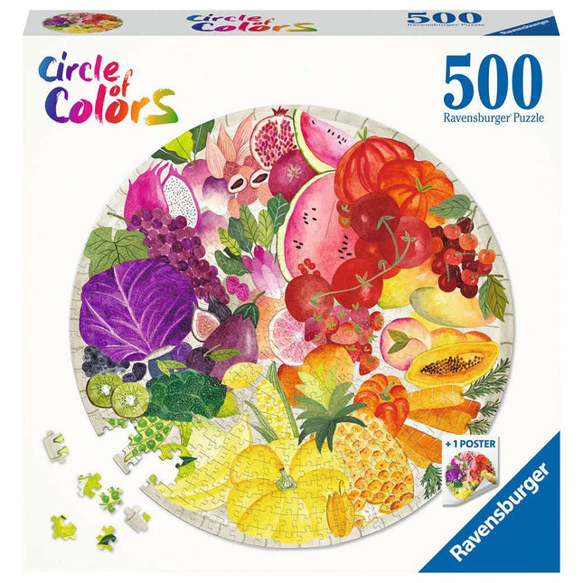 Rompecabezas 500 paz círculo de colores frutas y vegetales