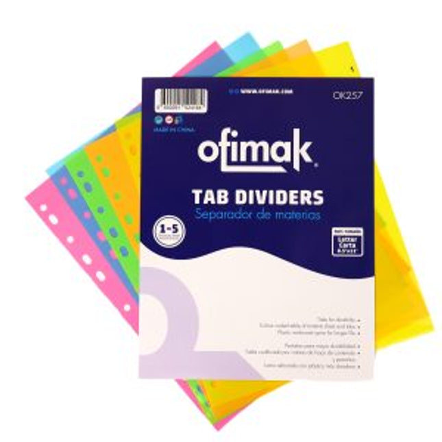 Separador. Plástico de 5 materias carta