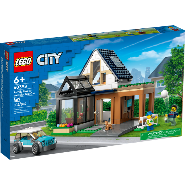 City. Family house and electric car