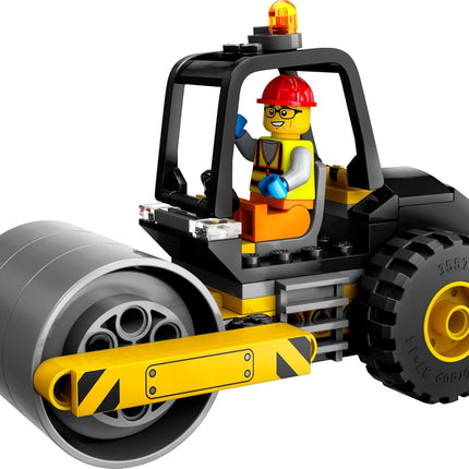 City. Construction steamroller