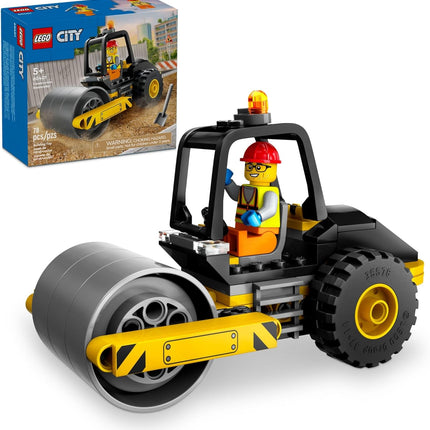 City. Construction steamroller