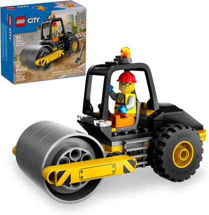 City. Construction steamroller