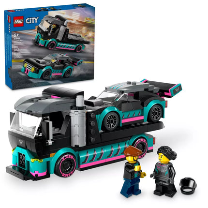 City. Race card and car carrier truck