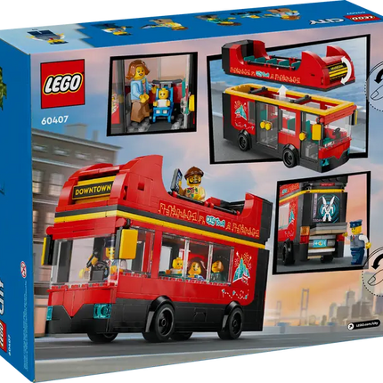 CITY. RED DOUBLE DECKER SIGHTSEEING BUS