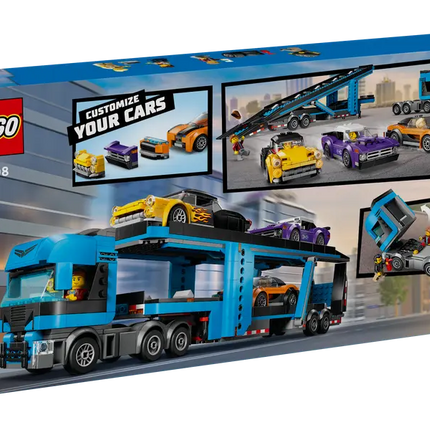 CITY. CAR TRANSPORTER TRUCK WITH SPORTS CARS