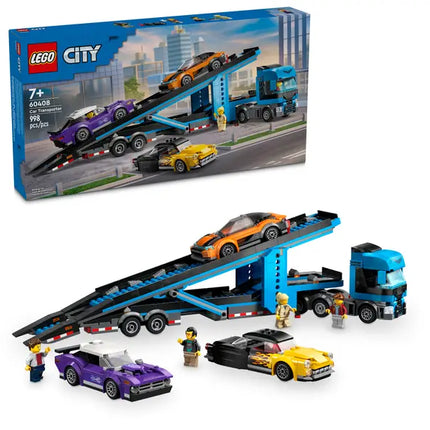 CITY. CAR TRANSPORTER TRUCK WITH SPORTS CARS