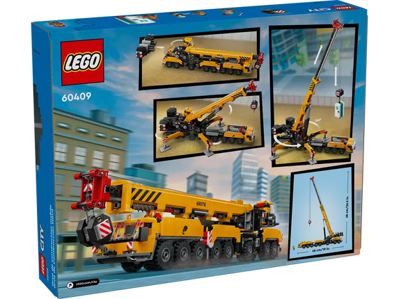 CITY. YELLOW MOBILE CONSTRUCTION CRANE