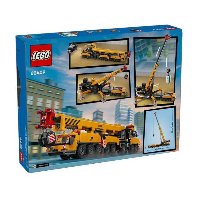 CITY. YELLOW MOBILE CONSTRUCTION CRANE