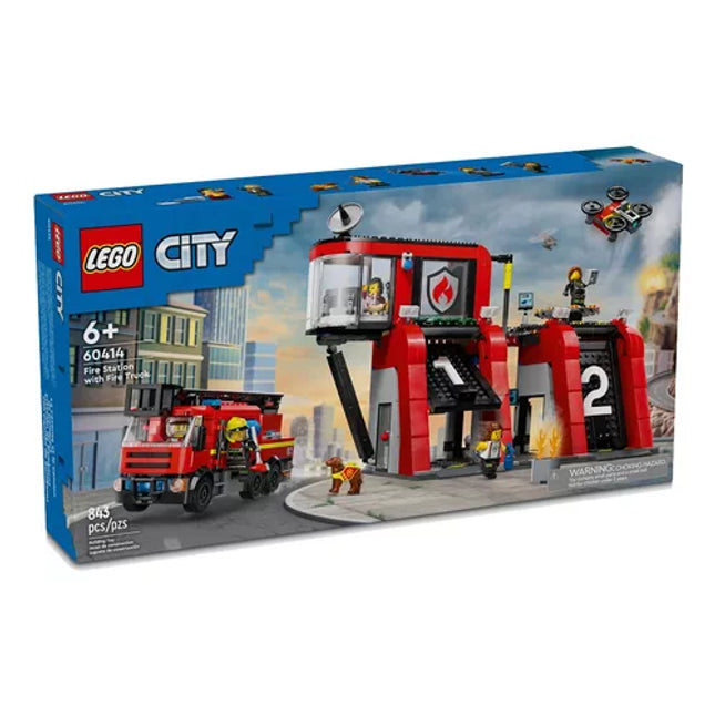 City. Fire station w/ fire truck