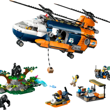 City. Jungle explorer helicopter at base camp