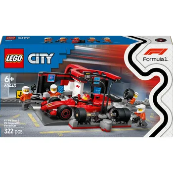 City. F1 pit stop & pit crew with Ferrari car