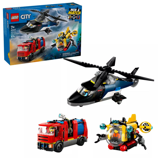 City. Helicopter fire truck & submarine remix
