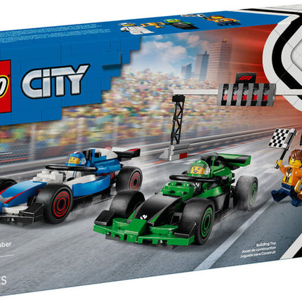 City. F1 grid with VCARB & Sauber Race Cars