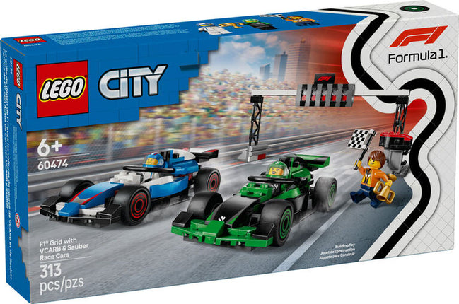 City. F1 grid with VCARB & Sauber Race Cars