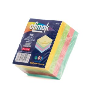 Notas. Adhesivas cubo 400h 4 colores pastel