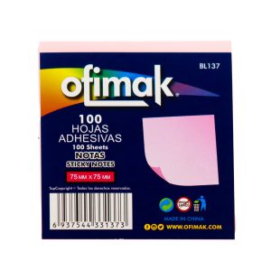 Notas. Autoadhesivas 75X75Mm (Rosado)