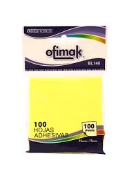 Notas. Adhesivas <75x75mm> 100h amarillo neon