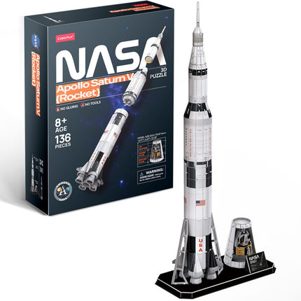 Puzzle 3D. Apollo saturn V rocket