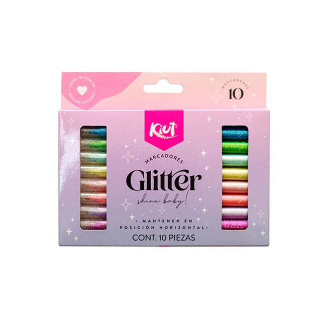 MARCADOR. KIUT GLITTER 10 COLORES