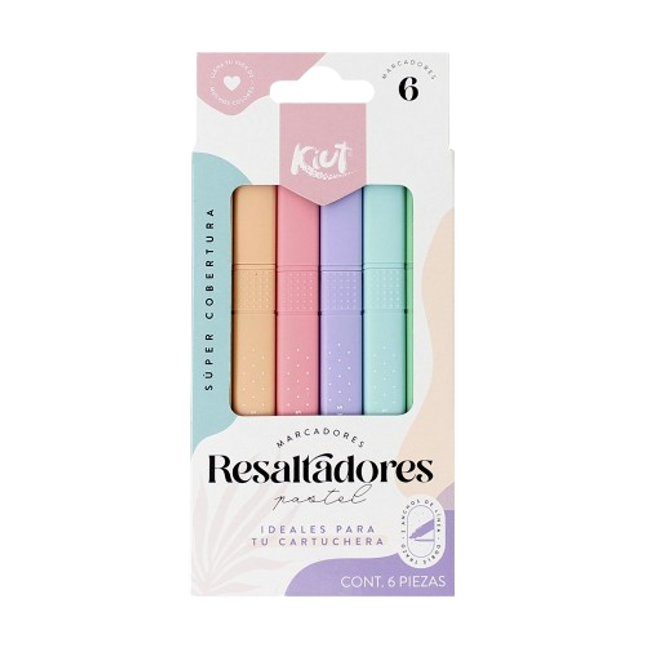 RESALTADOR. KIUT PASTEL DELGADOS 6 COLORES