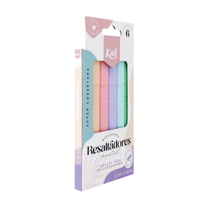 RESALTADOR. KIUT PASTEL DELGADOS 6 COLORES