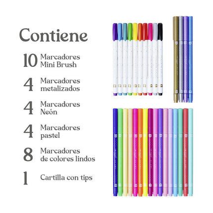 Kit de lettering. Cartilla+30 marcadores