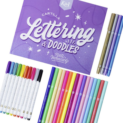 Kit de lettering. Cartilla+30 marcadores