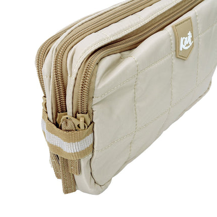 CARTUCHERA. KIUT POSH BEIGE 3 BOLSILLOS