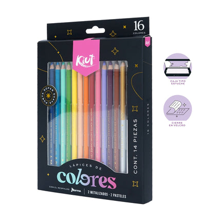 COLORES. KIUT 14CT X 16 COLORES