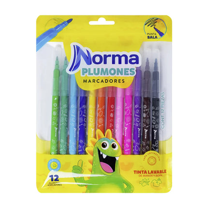 Marcador. Norma plumones pt/bala lavable 12cl