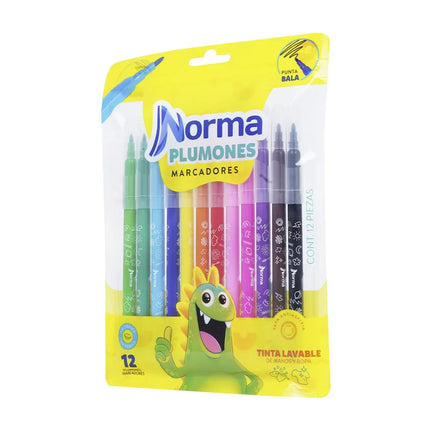 Marcador. Norma plumones pt/bala lavable 12cl