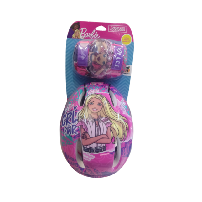 Casco coderas y rodilleras Barbie