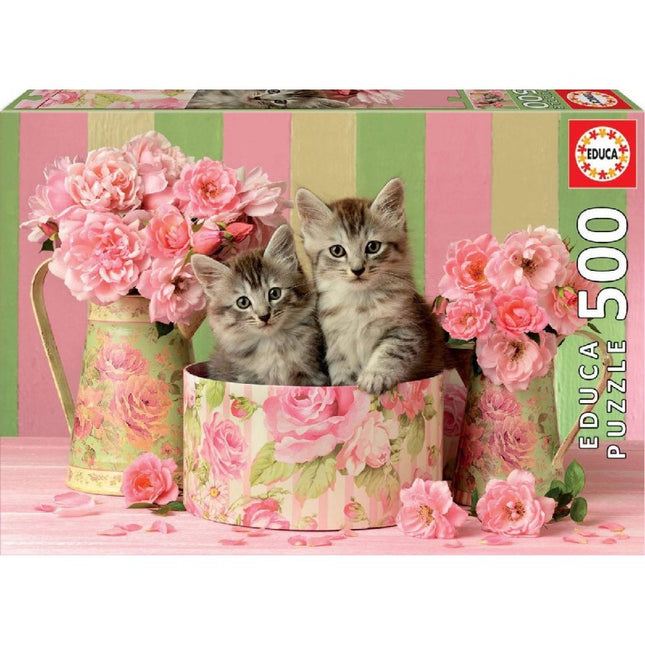 Rompecabezas 500 pzas. Gatitos con rosas