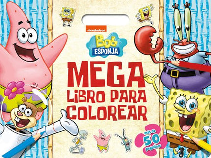 Bob esponja. Megalibro para colorear con pega tinas